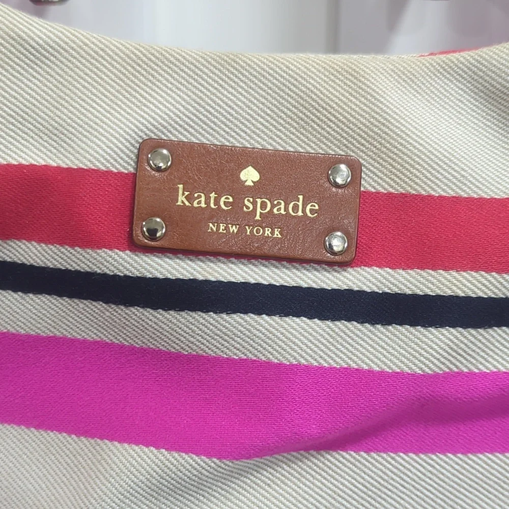 Kate Spade Stevie Oak Island Large Canvas Striped Bag